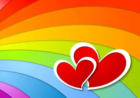 Valentines Day abstract background. Two vector paper hearts Valentines Day... Stock Photos