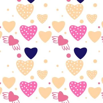 Valentine's day abstract pattern decoration with colorful love shapes and dot Stock Illustration
