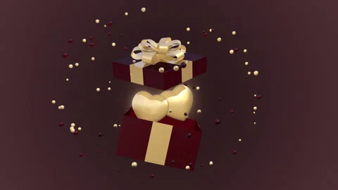 Valentine's Day animation 3D with gift box and hearts on a seamless loop Stock Footage 168928358