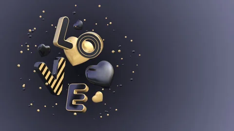 Valentine's Day animation 3D with Love text and hearts on a seamless loop Stock Footage 168969904