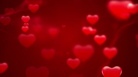 Valentines day animation background loop with big red floating hearts Stock Footage 66479417