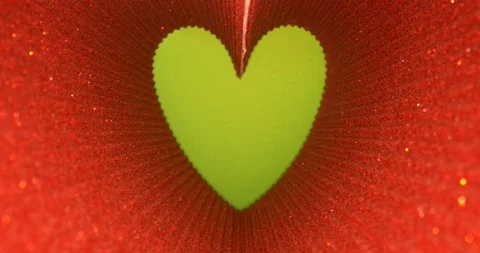 Valentines day art background, red glitter heart shape, green screen chroma key Stock Footage