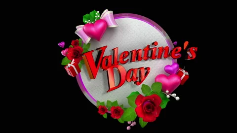 Valentine's Day art element in Three dimensional Animation in Matte Mask 4K Stock Footage 146022172
