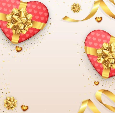 Valentine's day background with bow and ribbon Stock Illustration