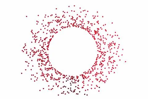 Valentine's Day background - a circular frame of scattered heart shaped con.. Stock Photos