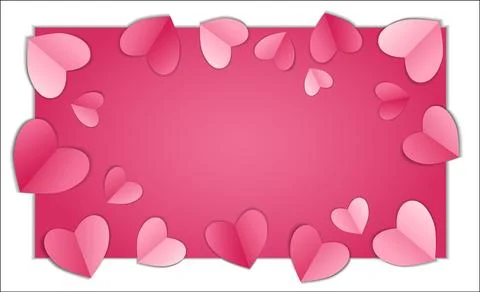 Valentines day background with copy space, vector illustration. 3d red, pink Stock Illustration