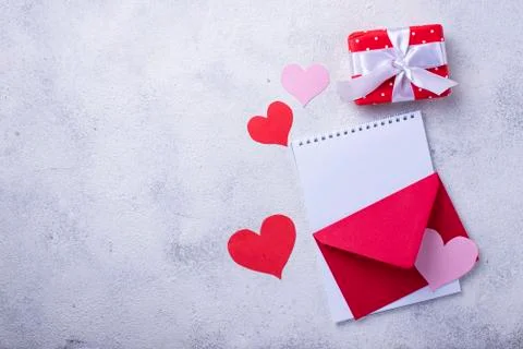 Valentines Day background with envelop Stock Photos