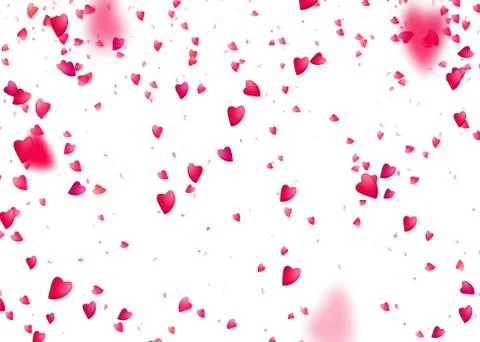 Valentines day background. Falling from above romantic pink love hearts Ilustração Stock