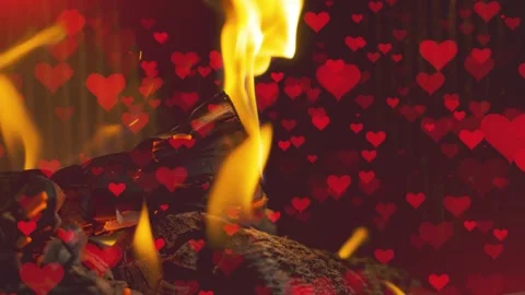 Valentine's Day background, flames and hearts Stock Footage 324440487