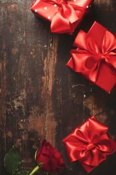 Valentine's day background, flat lay, top view Stock Photos