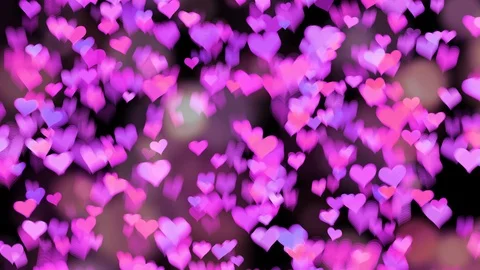 Valentine's day background, flying abstract hearts and particles.  Stock Footage 100755733