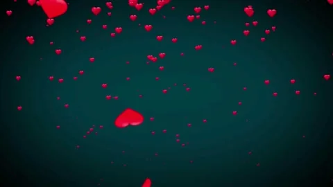 Valentine's Day background, flying abstract hearts and particles. Video stock 260674986