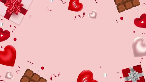 Valentine's Day background, flying abstract hearts and particles. Video stock 260675858