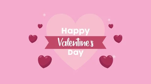 Valentine's Day background, flying abstract hearts and particles. Video stock 260676255