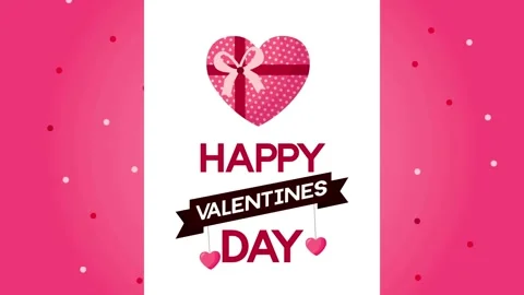 Valentine's Day background, flying abstract hearts and particles. Video stock 260677961