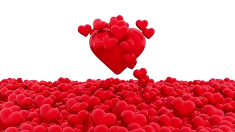 Valentine's Day background, flying abstract hearts and particles. Video stock 260678380
