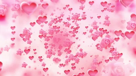 Valentine's Day background, flying abstract hearts and particles. Video stock 260678403