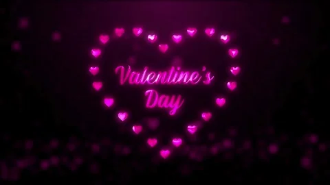 Valentine's Day background, flying abstract hearts and particles. Video stock 260678626