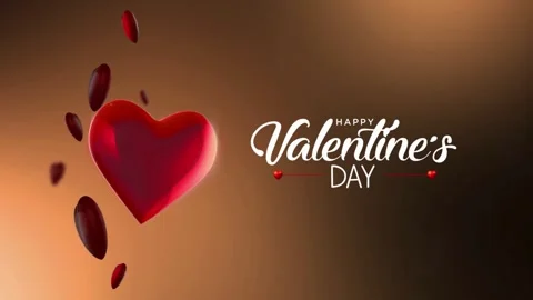 Valentine's Day background, flying abstract hearts and particles. Video stock 260678758
