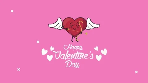 Valentine's Day background, flying abstract hearts and particles. Video stock 260678767