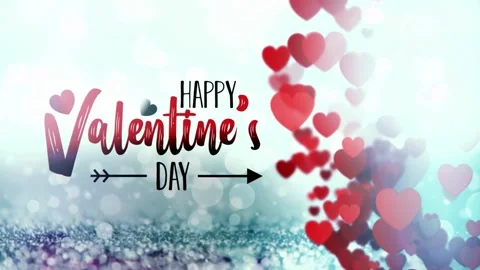 Valentine's Day background, flying abstract hearts and particles. Video stock 260678863