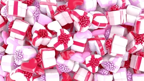 Valentine's Day background, flying abstract hearts and particles. Video stock 260679963