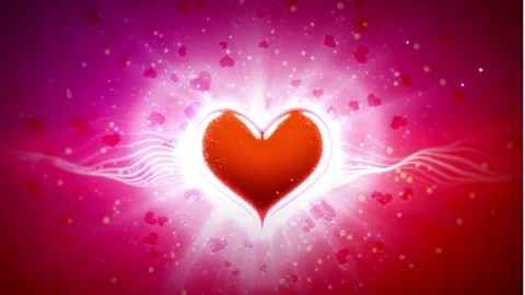 Valentine's Day background, flying abstract hearts and particles. Video stock 260680039