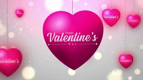 Valentine's Day background, flying abstract hearts and particles. Video stock 260680239