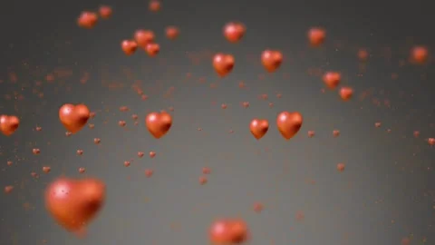 Valentine's Day background, flying abstract hearts and particles. Video stock 260680244