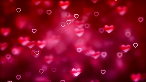 Valentine's Day background, flying abstract hearts and particles. Video stock 260680350