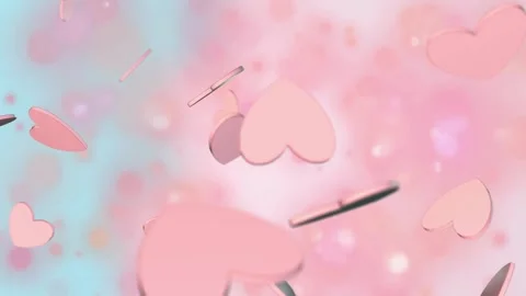 Valentine's Day background, flying abstract hearts and particles. Video stock 260680404