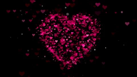 Valentine's Day background, flying abstract hearts and particles. Video stock 260681018