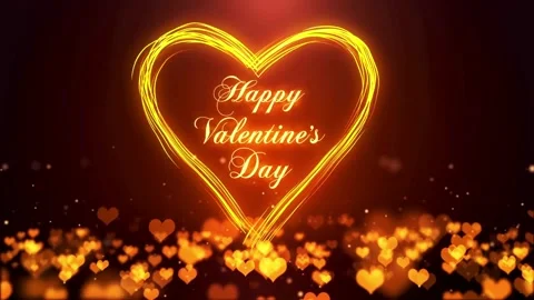 Valentine's Day background, flying abstract hearts and particles. Video stock 260681259