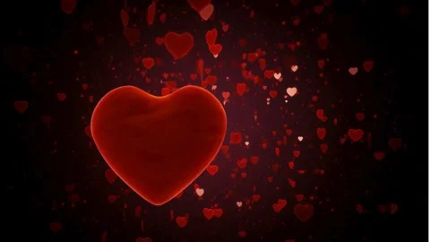 Valentine's Day background, flying abstract hearts and particles. Video stock 260681497