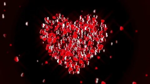 Valentine's Day background, flying abstract hearts and particles. Video stock 260681499