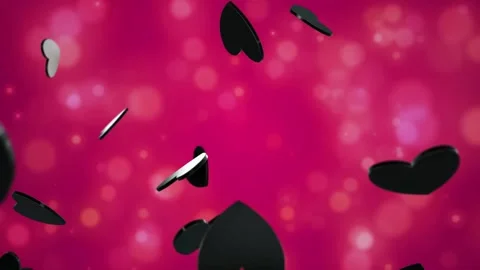 Valentine's Day background, flying abstract hearts and particles. Video stock 260681888