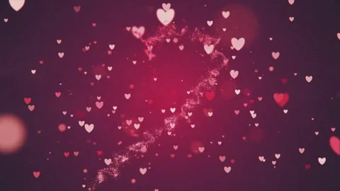 Valentine's Day background, flying abstract hearts and particles. Video stock 260681938