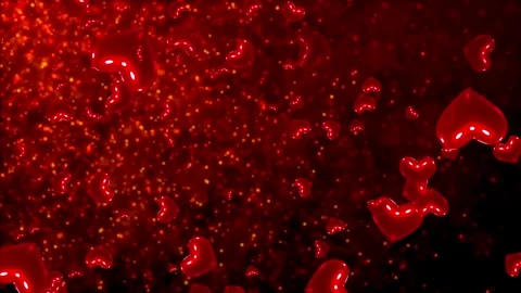 Valentine's Day background, flying abstract hearts and particles. Video stock 260681944