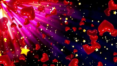 Valentine's Day background, flying abstract hearts and particles. Video stock 260681982