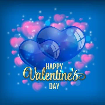 Valentine's day background with flying bubbles hearts. Vector illustration Illustrazione stock