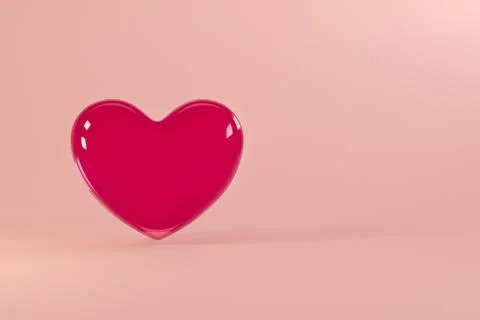 Valentines day background with flying realistic glass heart. For website Stock Illustration
