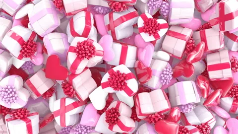 Valentine's day background, gift boxes and hearts. Stock Footage 124296471