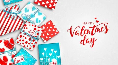 Valentine's day background with gift boxes Stock Illustration