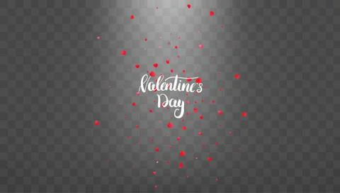 Valentines Day background with glowing light and falling heart petals Stock Illustration