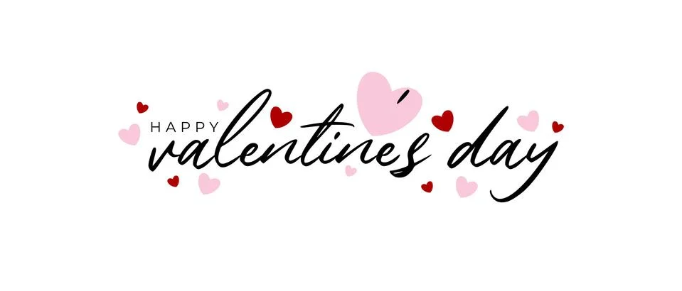 Valentines day background with heart pattern and typography of happy valentines Stock Illustration