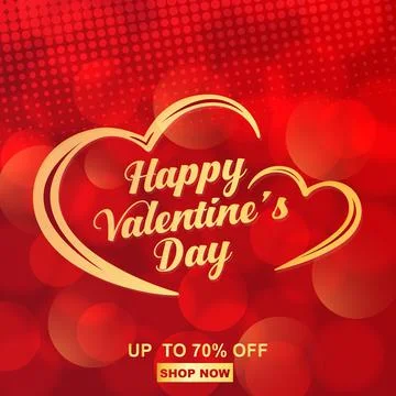 Valentines day background with heart pattern and typography of happy valentin Stock Illustration