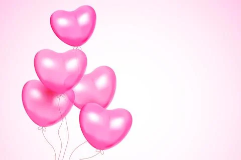 Valentines day background with heart shape balloon bunch on gradient pink bac Stock Illustration