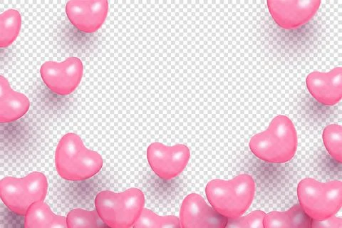Valentines day background with heart shape balloons on transparent png backgr Illustrazione stock