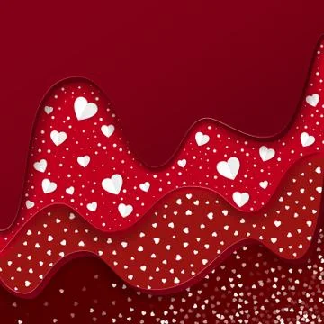 Valentine's day background with layers and hearts. Holiday decoration element Stock Illustration