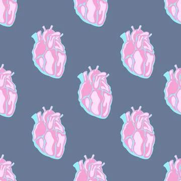 Valentines Day background. Love pattern in Style of 90's with Human Hearts. Stock Illustration
